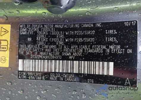 2017 Lexus Rx 350 from USA, damaged, VIN 2T2ZZMCA9HC084910